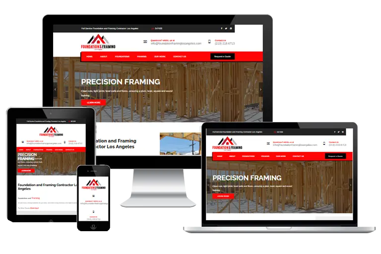 woodland hills web design for foundation framing los angeles by Grafix Box